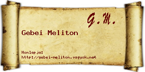 Gebei Meliton névjegykártya
